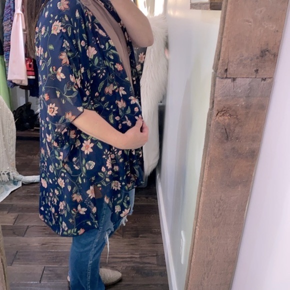 Market & Spruce blue floral kimono size XLarge - Picture 3 of 7